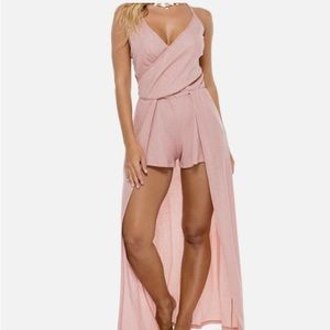 Luli Fama Tank wandress romber Mini Dress  M NWT rose silver Miami Ibiza st bart